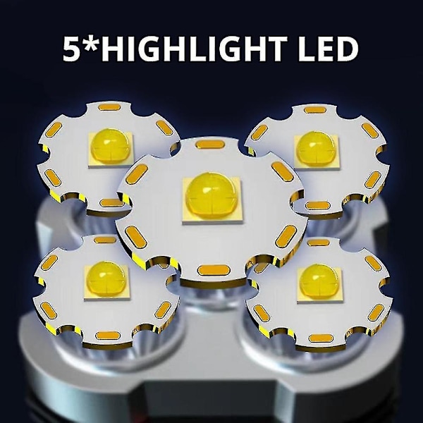 Super Lys Genopladelig Lommelygte - 5led Udendørs Lommelygte Til Camping