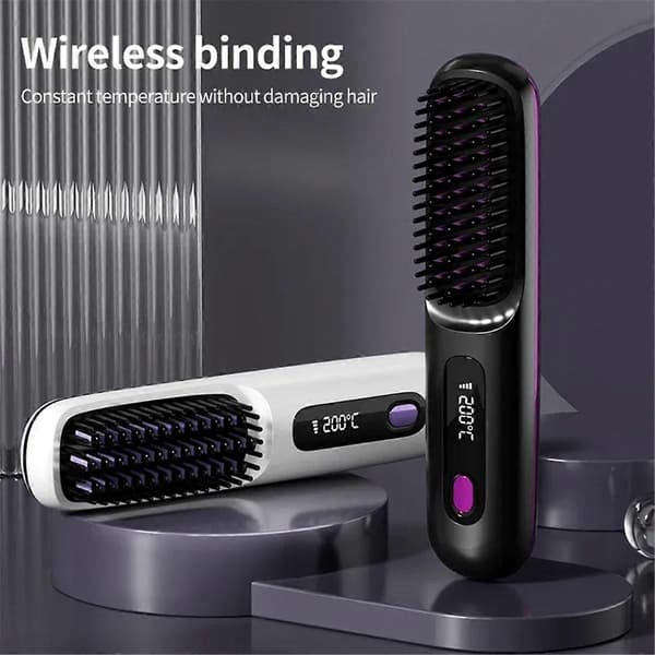 LCD USB Lading Varme Krølling Strøm Kam Hårglatter Trådløs Bærbar Hårglatter
