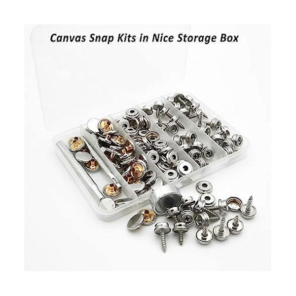 Canvas Snap Kit, 40 Sæt Marine Grade Bådsdæks Snap Snap Fasteners Rustfrit Stål Snap Kit til B