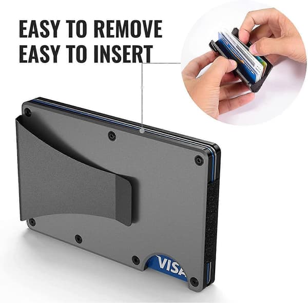 Kredittkortetui med pengklips, Mini aluminium kortholder, RFID NFC beskyttelse