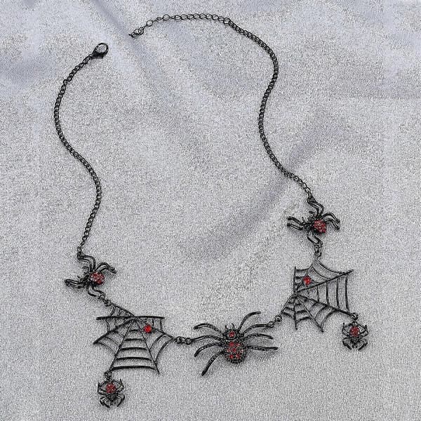 1 kpl Halloween Tarantula Kristalli timantti Hämähäkinverkko Kaulakoru