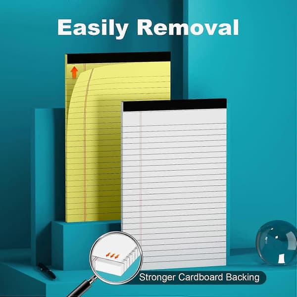 6-pak Legal Pads 5x8 Linjerede Notesblokke til Lektier, 30 Ark Perforeret