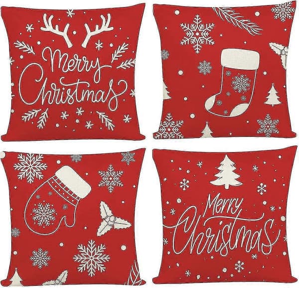 Kuddöverdrag 45 X 45 Cm 4-pack Med Home Sweet Home, Dekor Kuddöverdrag Kuddöverdrag Med Dold Dragkedja, Sofakuddar, Sofakuddar Jul (grå)
