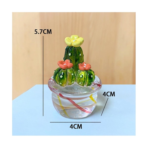 4 stk. Bilindretninger, Kunstkaktusfigurer, Hjemmedekoration, Skrivebordsminiatureplante Kaktus