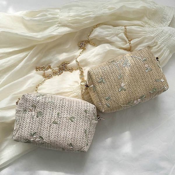 Dam Halm Axelväska Strandväska Vävda Crossbody Väskor Sommar Reseplånbok