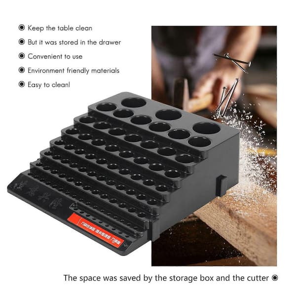 Borebit Opbevaringsboks Fræser Sparer Plads Bore Afslutningsholder Organizer Etui Boks DIY Træ