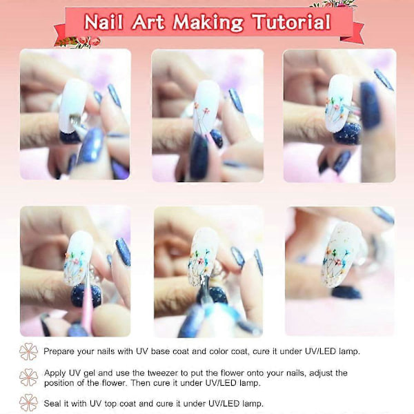2 æsker negle tørrede blomster, neglekunst dekorations manicure dekor blandede tørrede blomster - Style2