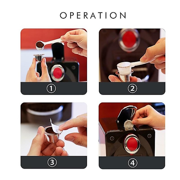 3-pack Återanvändbara Nespresso-kapslar med 100 folieöverdrag - Rostfritt stål påfyllningsbara kaffekapslar för N