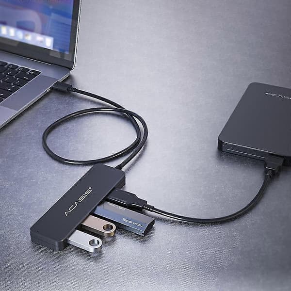 Hub USB 3.0 USB 2.0 Ekstern Splitter Støtter Samtidig Bruk av 4 USB-porter