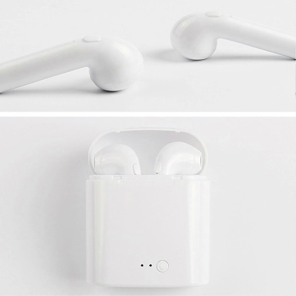 I7S langattomat Bluetooth-stereokuulokkeet, vakaa Bluetooth 5.0 -kuulokkeet latauskotelolla urheiluun, valkoinen