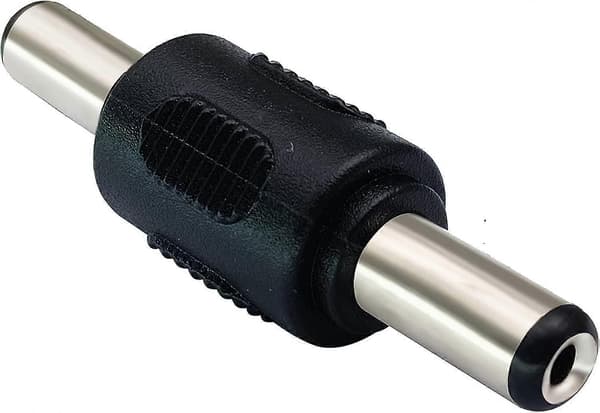 DC 5,5 mm x 2,1 mm Strømadapter, DC-fatning 2,1 mm x 5,5 mm Han til Han Stikkobler (5-pak/han)