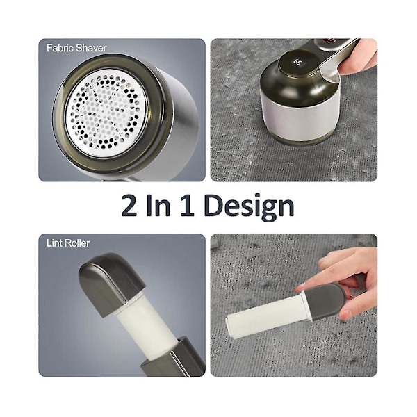 Genopladelig stofshaver, elektrisk fnugfjerner med LED digitalt display, fjerner fnug og piller fra tøj