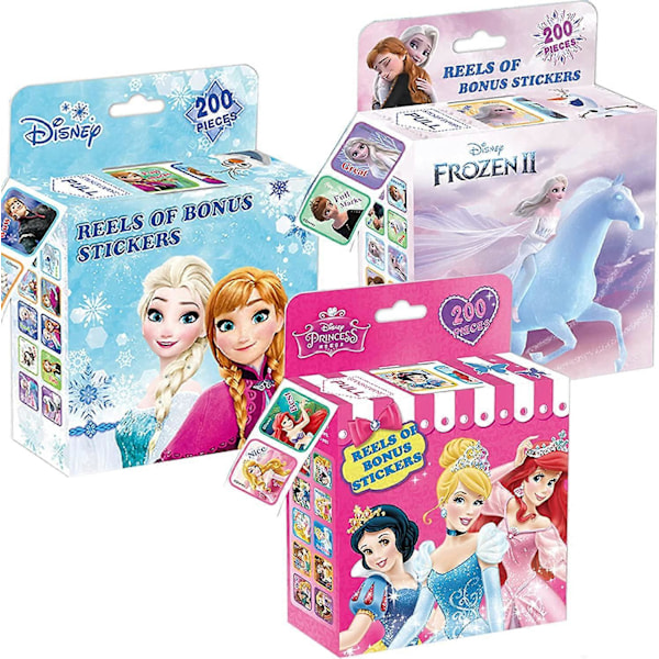 3-pack Frysta Barnklistermärken i 30 Designer, 600 st 3,8 cm Självhäftande Etikett Rullklistermärken för Barn och Lärare (Prinsessa)