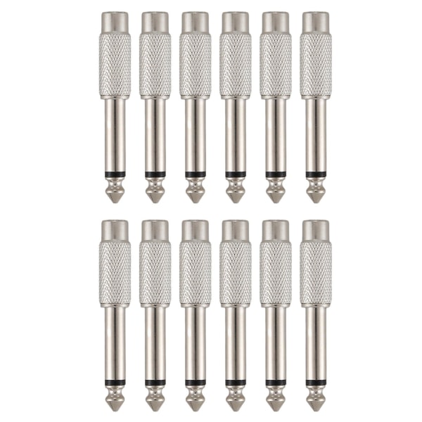 6.3mm 0.6cm Mono Male Connector To Rca Female Jack Audio Adapter 12pcs