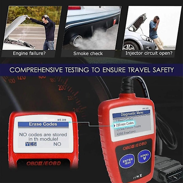 Obd Atv Motorcykel Tilslutningskabel Obd2 Til 8 Pin Diagnostisk Adapter+ms309 Obd2 Scanner Multilanguages Diagnostisk Værktøj,b