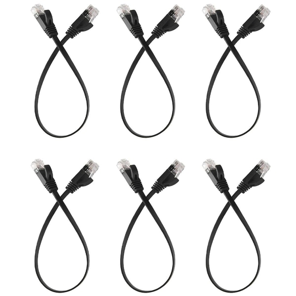 6 stk 1 ft Flade Internet Netværkskabler Solid Cat6 Højhastigheds Patch LAN-kabel med Snagless RJ45-stik