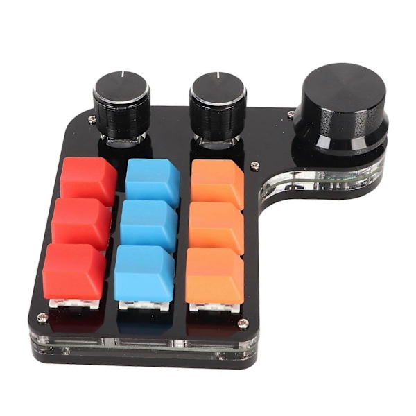 9 Tangenter Programmerbart Tangentbord 3 Rattar Enhands USB Mini Macro Mekaniskt Gaming Tangentbord för Kontor YEMMA
