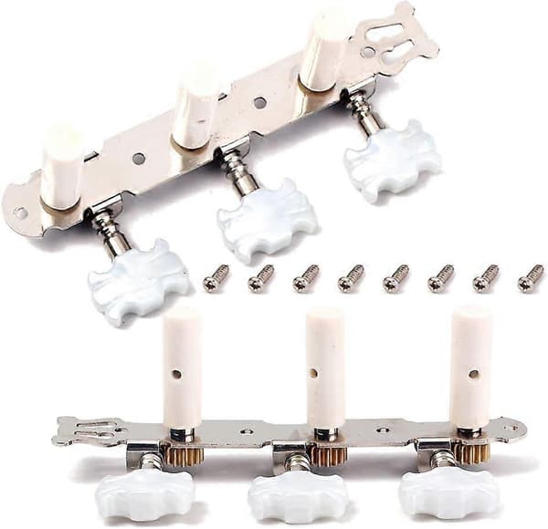 2 stk. Guitar Stemmemaskiner Stemmeknapper Stemmegreb Stemmere til Klassisk Guitar med Monteringsskruer, 3L 3R Krom