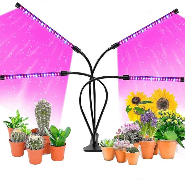 Växtlampa / växtbelysning med 4 flexibla LED-lysrör