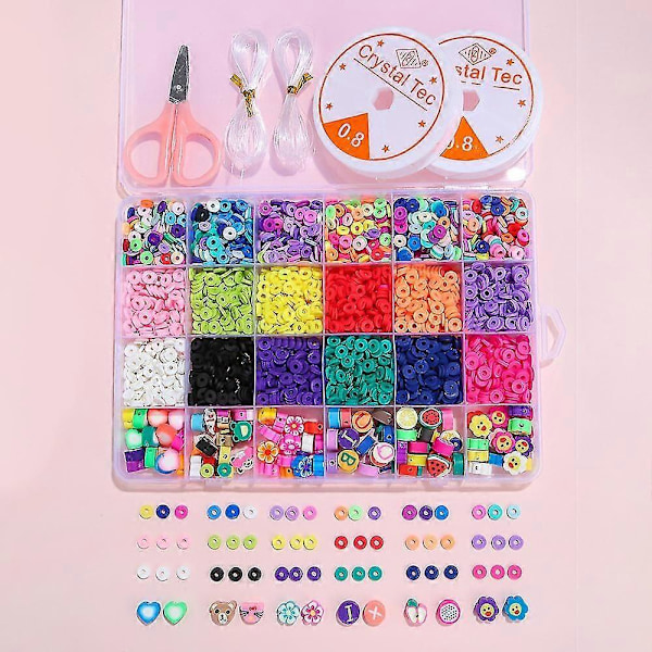 24 Fack Mjuk Lera Mjuka Keramiska Pärlor DIY Set Låda Handgjorda DIY Pärlset