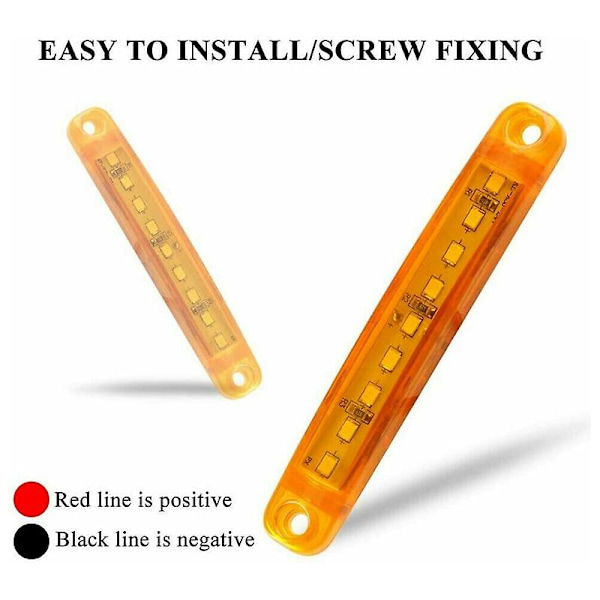 10 stk Amber 9 LED Forseglede Sidemarkør Klaringslys Signal Lys 12v For Bil Lastebil Tilhenger Lorry