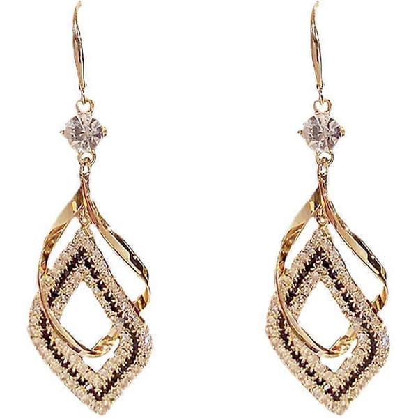 Lineær Hvirvel Tråd Boheme Boho 14K Guld Diamanter Øreringe Allergivenlige Øreringe Mode Smykker