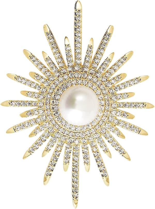 Mote Gull Perle Rhinestone Brosjer For Kvinner Krystall Stjerne Bryllup Feriegave