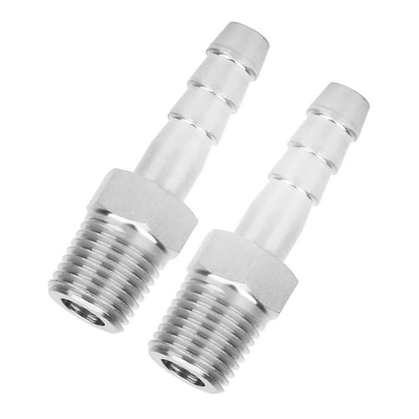 2 stk. 1/4 tommer rustfrit stål BSPT han-gevindkobling barb-samling hurtigkobling rørfitting (BSPT1/4-8mm)