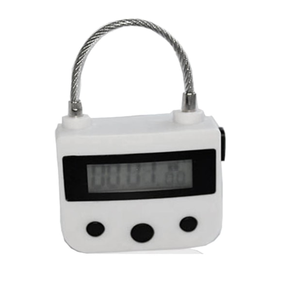 Metal Timer Lock Usb Lcd Display Metal Electronic Rechargeable Timer Multi-function Padlock White