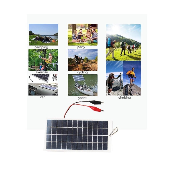 5w 12v polysilikon solpanel utomhus portabel vattentät laddningspanel med klämmor kan laddas 9-1
