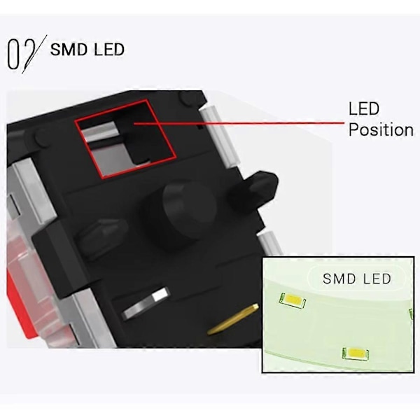 70 kpl matalaprofiilisia Choc-kytkimiä 1350 RGB näppäimistöön, punainen
