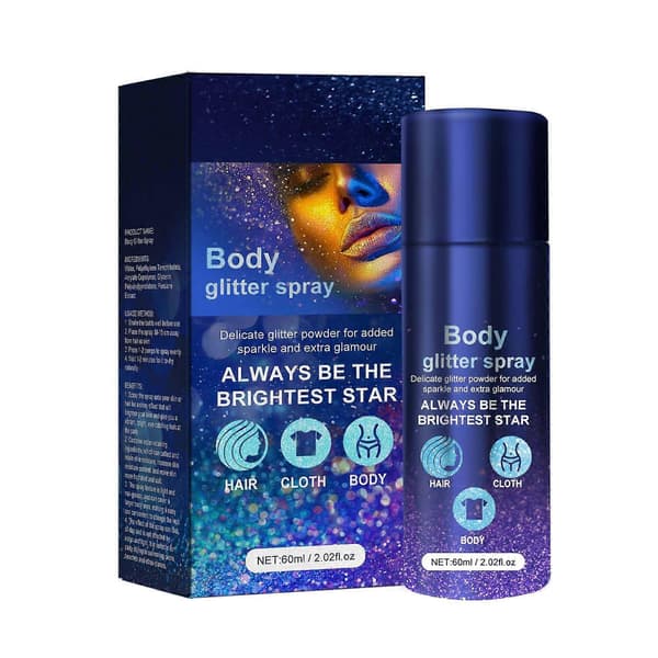 Kroppsglitterspray Glitter Glitterspray för kläder Långvarig kroppsglitterspray för bal, semester, scenmakeup 60ml