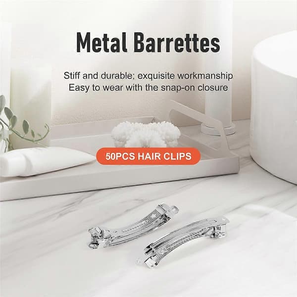 50 stk. 80 mm Franske Metal Hårspænder Hårbuer - Sølv