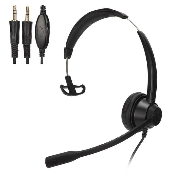 3,5 mm Monauralt Headset 3 Sektioner Dubbel 3,5 mm Kontakt PC Business Headset Stöder Samtals- och Högtalarvolymjustering