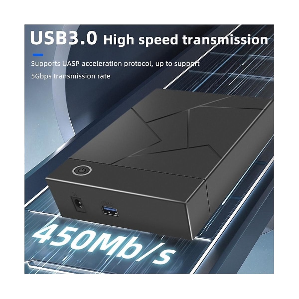 3,5 Tums HDD-hölje USB 3.0 till SATA Hårddiskfodral SSD-hölje Extern Solid State Hårddisklåda - EU-kontakt