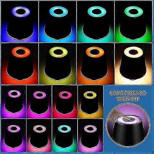 LED-pöytävalaisin akulla - Ladattava, himmennettävä, langaton pullolamppu RGB-väreillä