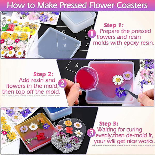 90 stk. Ægte Tørrede Pressede Blomster, Tørre Pressede Blomster Til Resin Naturlige Pressede Blomsterblade Farverige Tørrede Pressede Blomster Til DIY Håndværk Lys J