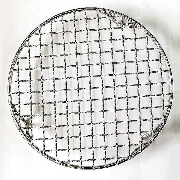 304 Rustfrit Stål Rund Grillnet Med Fødder Barbecue Bbq Net Kølerist Damp Bagning (1 stk, Sølv)
