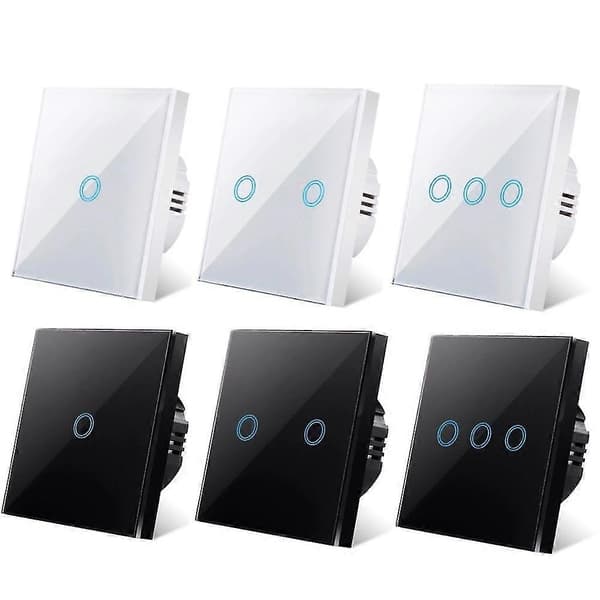 EU Touch Switch AC100-240V Hærdet Sort Hvid Krystal Glaspanel Strøm Væg Lys Sensor Afbrydere touch two white