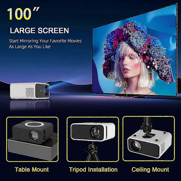 4k Projektori 7500 Lumenia 320 X 240 P 3d Led Mini Wifi Video Kotiteatteri Elokuva