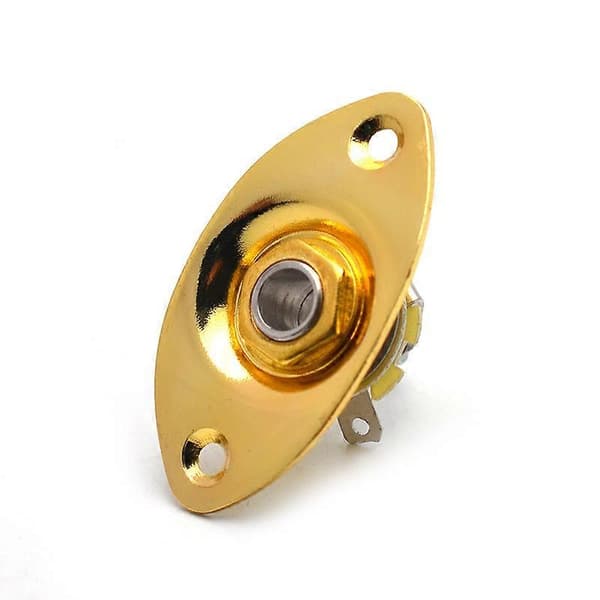Oval innfelt gitarutgang jack plate & socket krom (2 stk)
