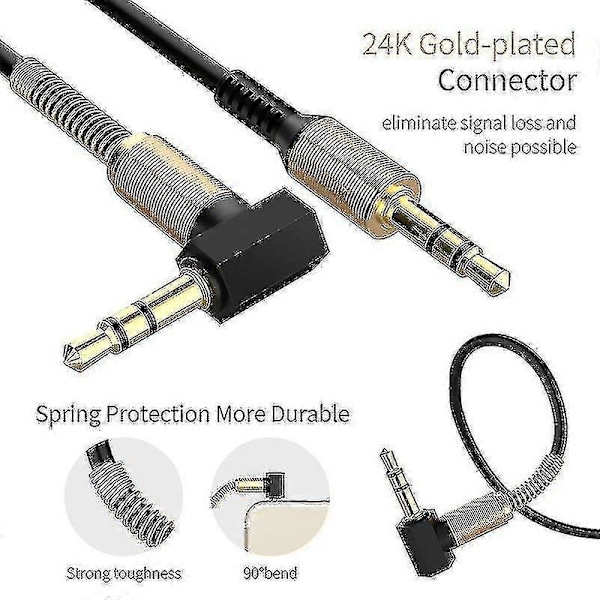Audiokabel Jack 3,5 mm Aux-kabel 3,5 mm Jack Høyttalerkabel, Bøy Blå Farge