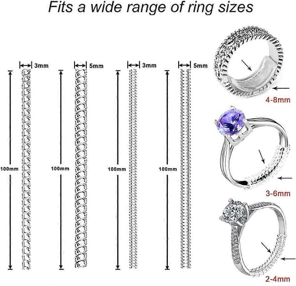 Ringstørrelsesjustering for løse ringer (18 stk), Ringforminsker for ringjustering