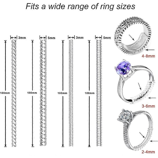 Ringstørrelsesjustering til løse ringe (18 stk.), Ringformindsker til ringjustering