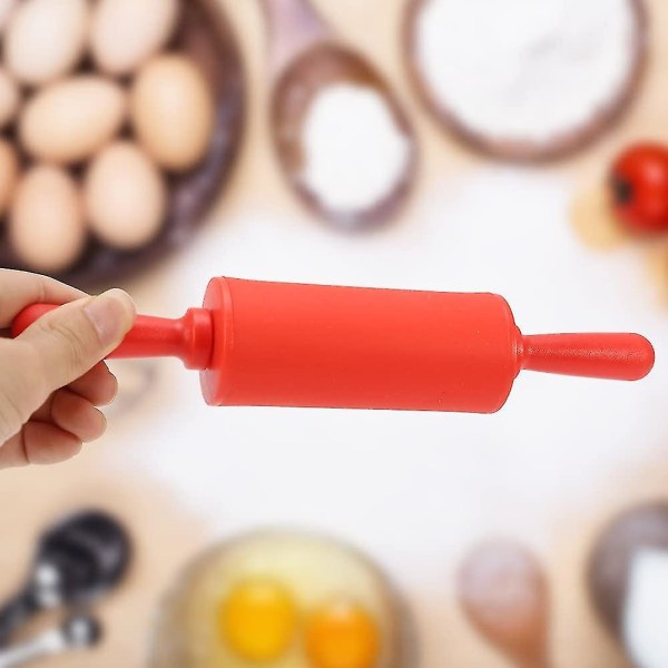 Silikone non-stick kagerulle til bagning og bagning med træhåndtag til hjemmet, køkkenet, børnekager 22,5 cm (orange)