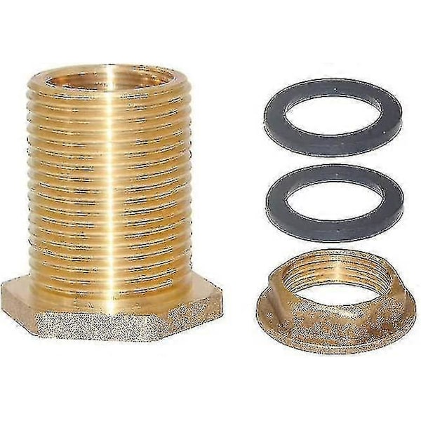 1\" Hon 1-1/4\" Han Solid Mässing Vattentank Koppling Bulkhead Tankbeslag