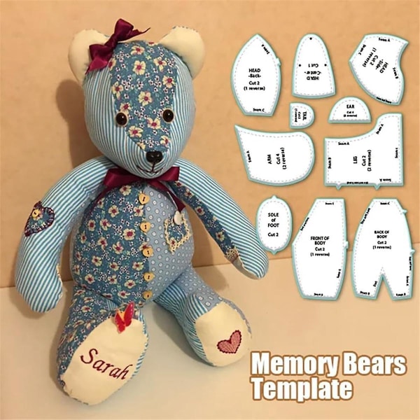 Memory Bear Template Linealsett, 10 stk Memory Bear Template Linjalsett Passer for 10-tommers Bear Tem