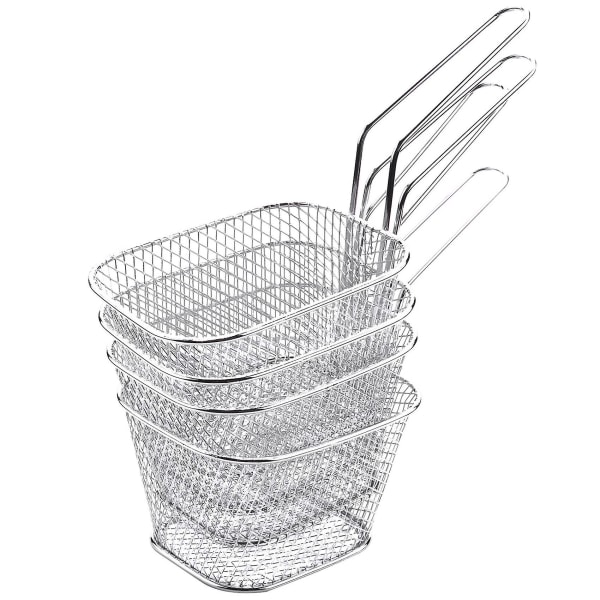 4pcs/lot Chips Mini Fry Baskets Stainless Steel Fryer Basket Strainer Serving Food Presentation Coo