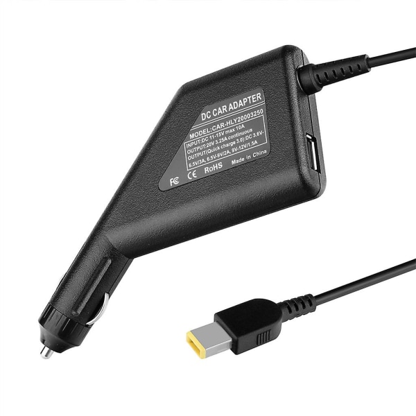 Neliönmuotoinen USB -autolaturi power 3,25a 20v kannettavan tietokoneen matkapuhelinalustaan ​​Qc3.0