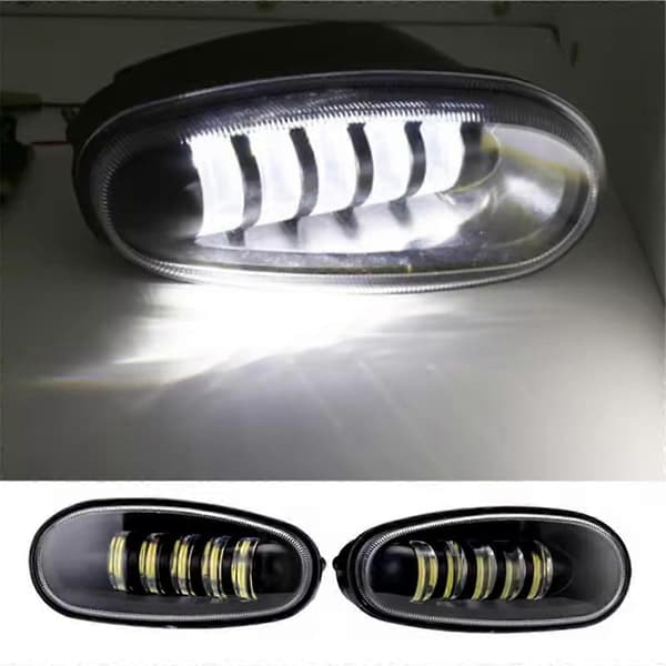2 stk. LED DRL tåkelys for bil, LED 5 linser tåkelys kjørelys for Sens hvitt gult lys